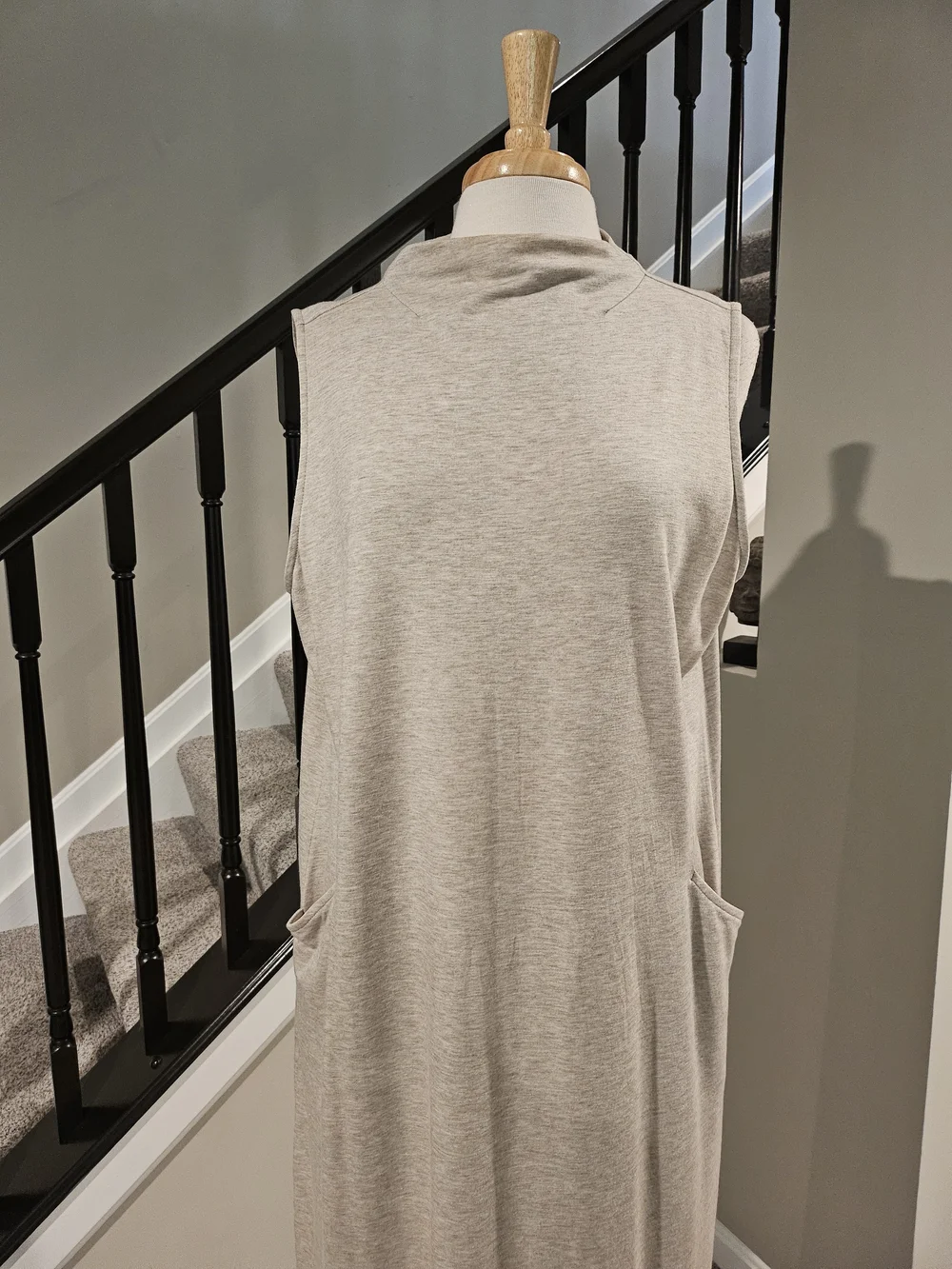 Pure J Jill Women’s Oatmeal/Taupe Mock Neck Maxi Sleeveless Dress (Size XL)